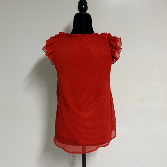 H&M Red Ruffle Tie blouse - Picture 2 of 3